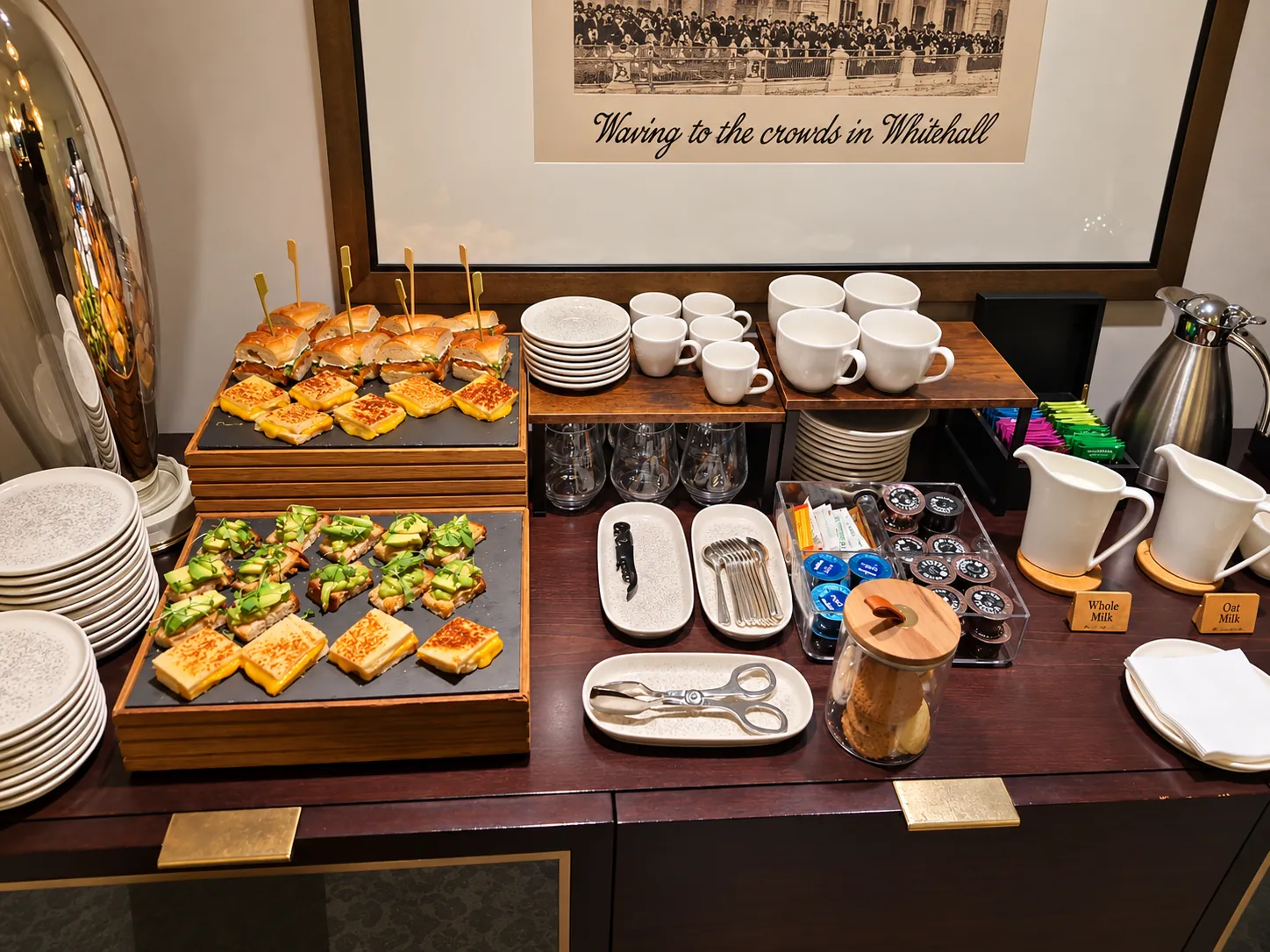 Coffee, tea and sandwiches buffet at an ARUK course